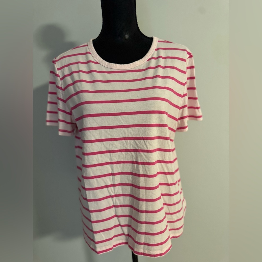 GAP Pink and White Striped Short Sleeve Tee